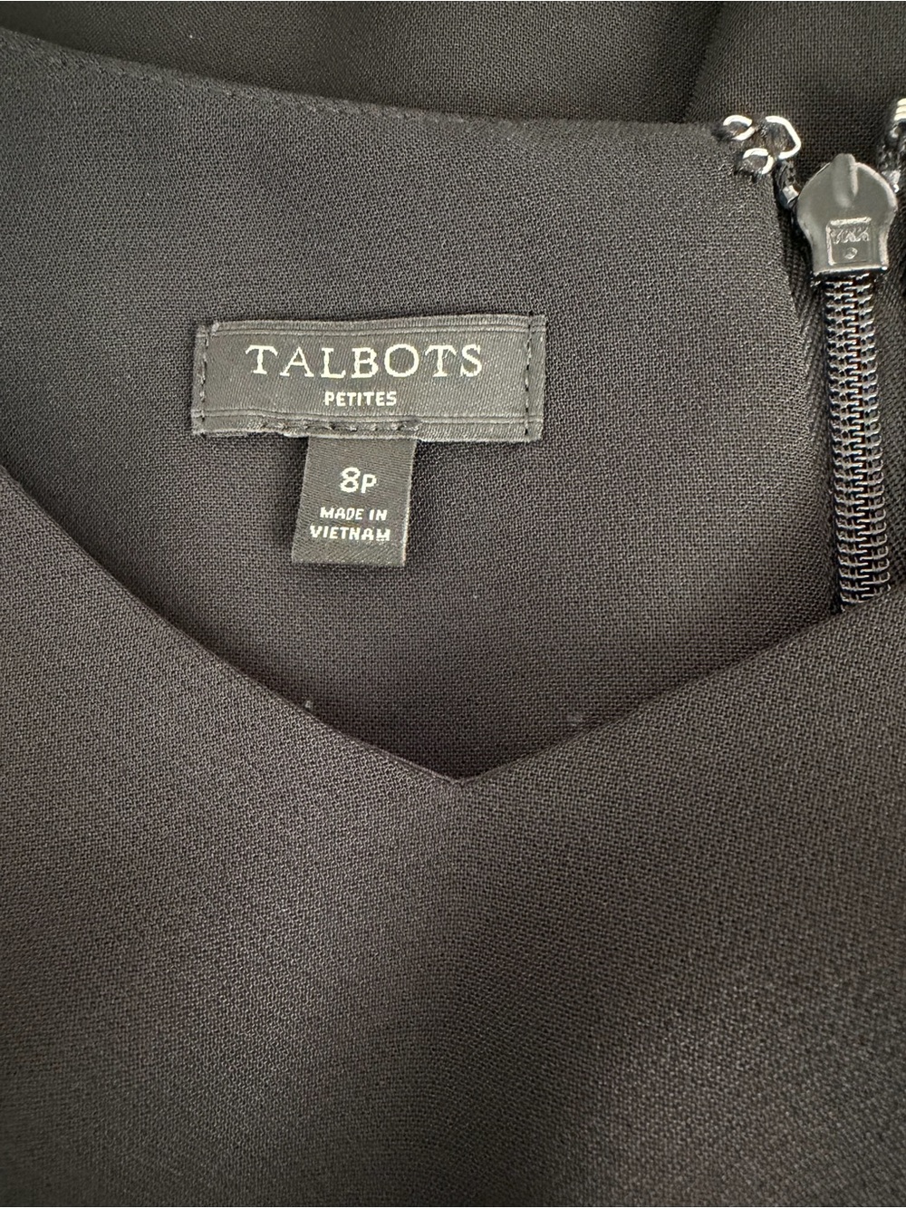 Talbots Black V-Neck Short Sleeve A-Line Midi Dress - Picture 4 of 6